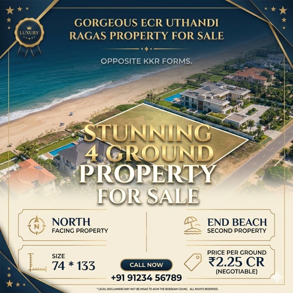 Premium Beachside Land for Sale in ECR Uthandi - Plot in Uthandi, ECR, Chennai for sale - listing image
